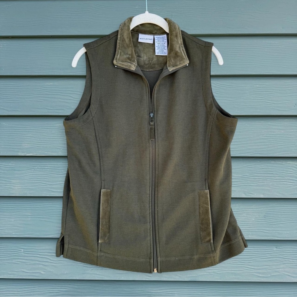 White Stag Dark Green Vest with Suede Accents